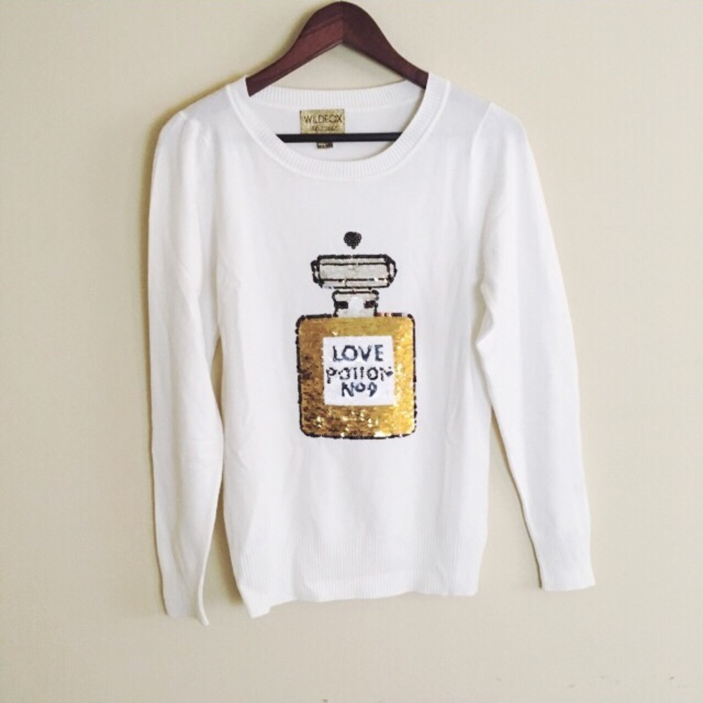 Wildfox Love Potion No9 Sweater Pullover Sequin S